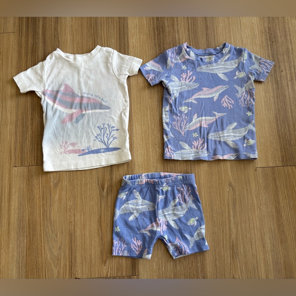 Carter’s Top & Shorts Set Purple Dolphin Cotton Baby Girl 12 Months Casual Play